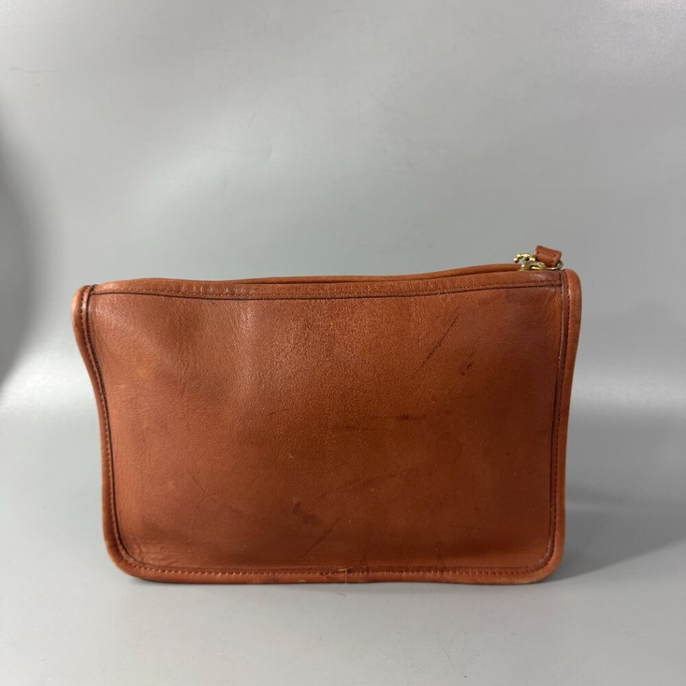 Authenitc Vintage Coach 9972 British Brown Leather Zip Top Clutch Bag - Picture 5 of 14